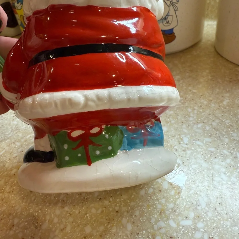 Vintage Pier 1 Santa Claus Holiday Mug Christmas Coffee Cup Red White Green
